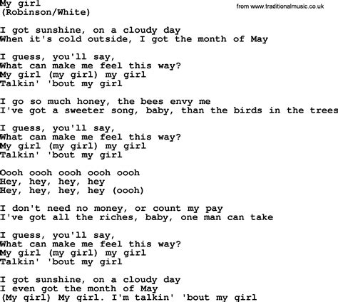 my girl lyrics|song called my girl.